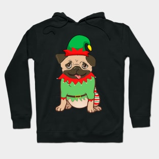 Pug In Elf Costume Christmas Hoodie